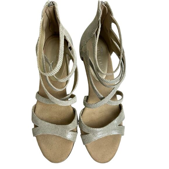 Aerosoles Glossary Wedge Leather Sandals Gray Strappy Size 10 - Picture 6 of 10